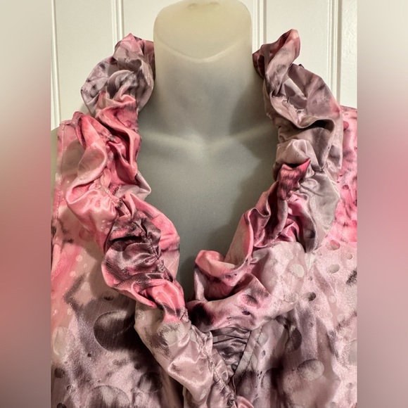 Size L Samuel Dong Pink Floral Ruffle Dress new without tag - Picture 3 of 14